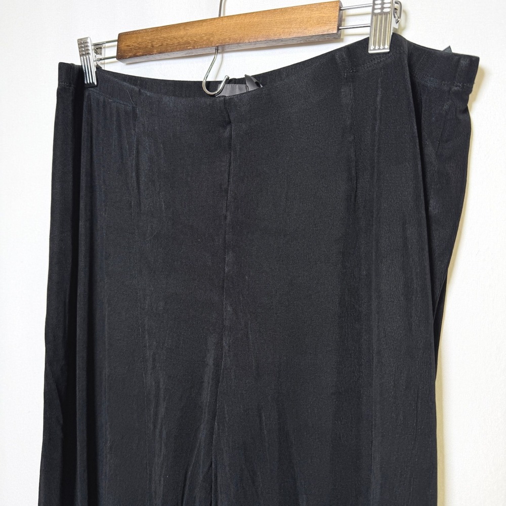 Chicos Travelers Black Ribbed Knit Pull On Pants Straight Leg Size 3 Large XL